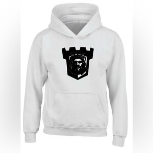 White Hoodie with Bold Black Graphic